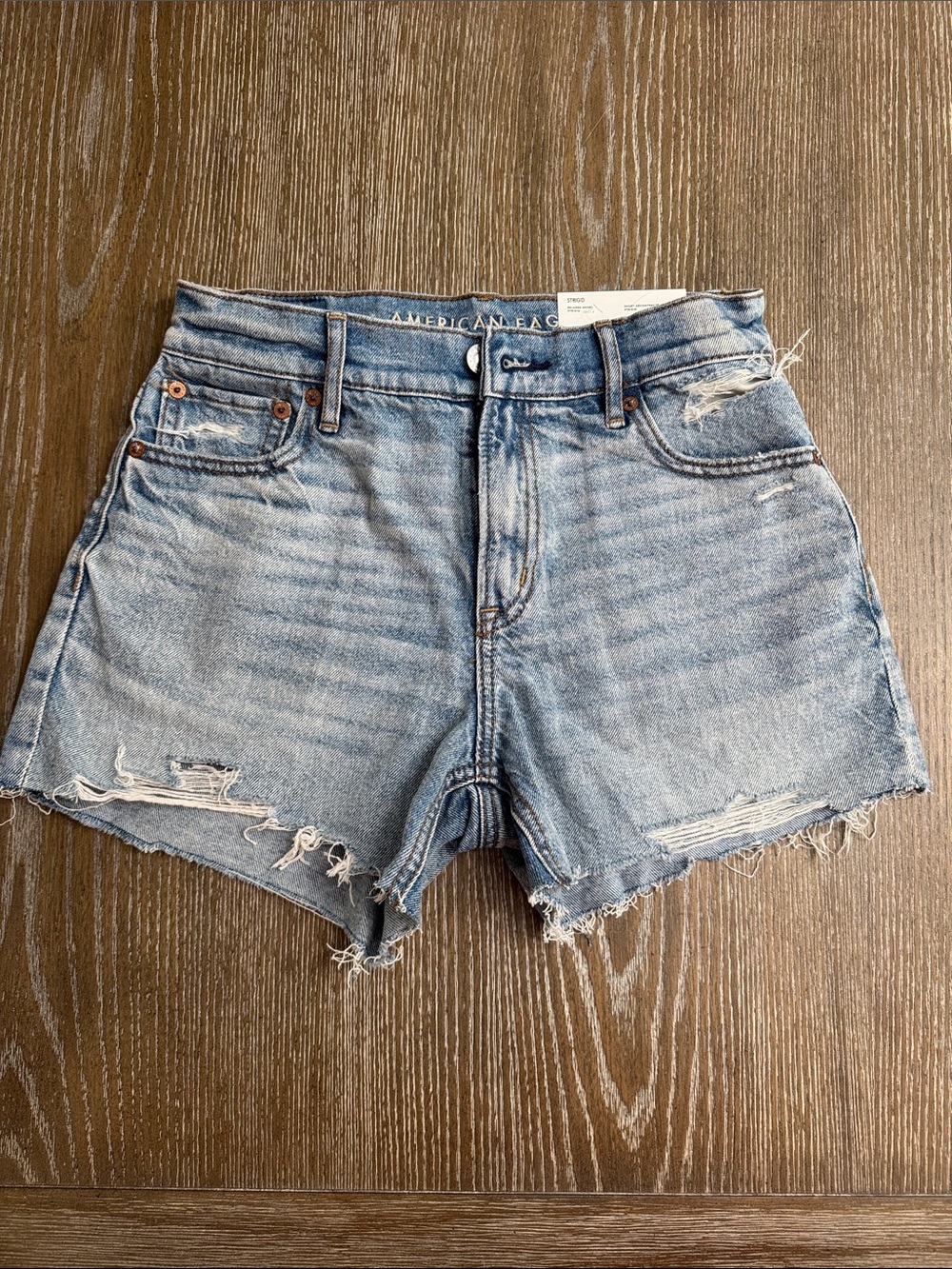 American Eagle Outfitters Light Wash super High-Rise Distressed Jean Shorts